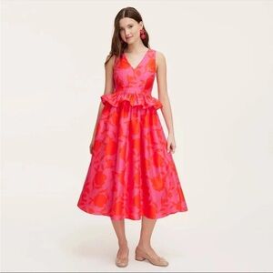 Size 10 Kate Spade X Target Rose Peplum Midi Dress Red Pink Floral